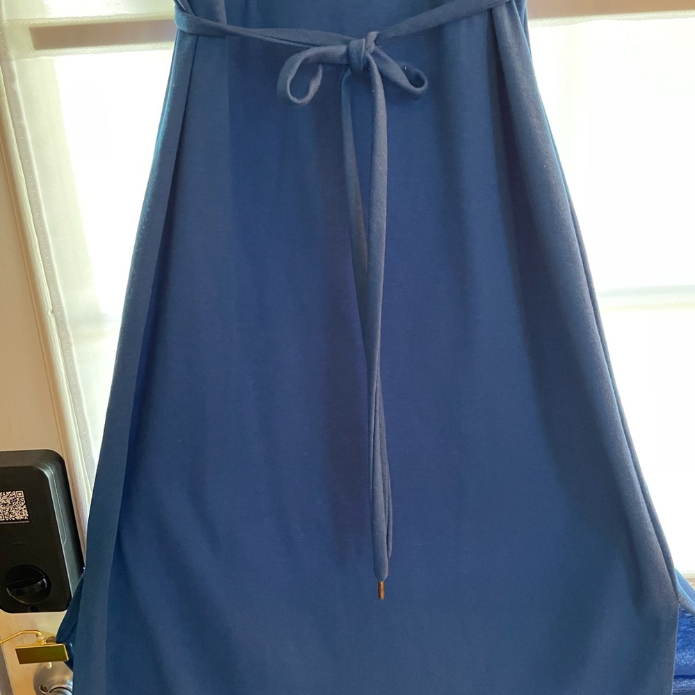 LAND & Sea Royal Blue Midi Dress with White Accents 1970s USA Made Vtg Size 14 - Picture 6 of 6